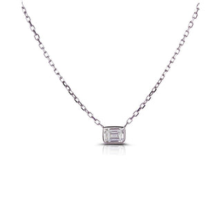 Emerald Cut Solitaire Diamond Necklace