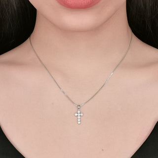 Cross Pendant Bezel Setting with Bail Diamond Necklace