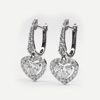Radiant Illusion Heart Diamond Drop with Halo Earrings