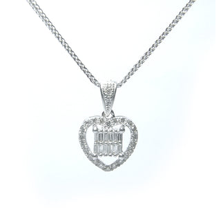 Baguette Pendant with Heart Shape Halo Necklace (pendant only)