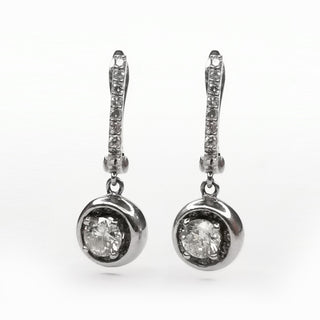 Solitaire Round Dangling with Halo Drop Earrings
