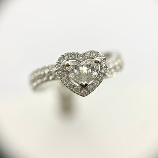 Heart Illusion in Pear Shaped Diamond with Halo and Side Stones