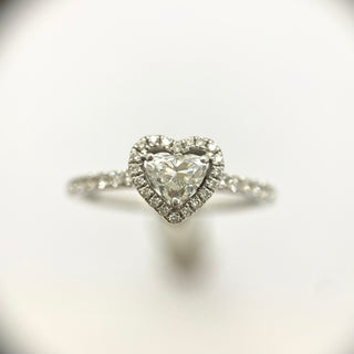 Heart Shaped Ring with Halo and Side Stones