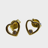 Yellow Gold Heart Earrings with Diamonds